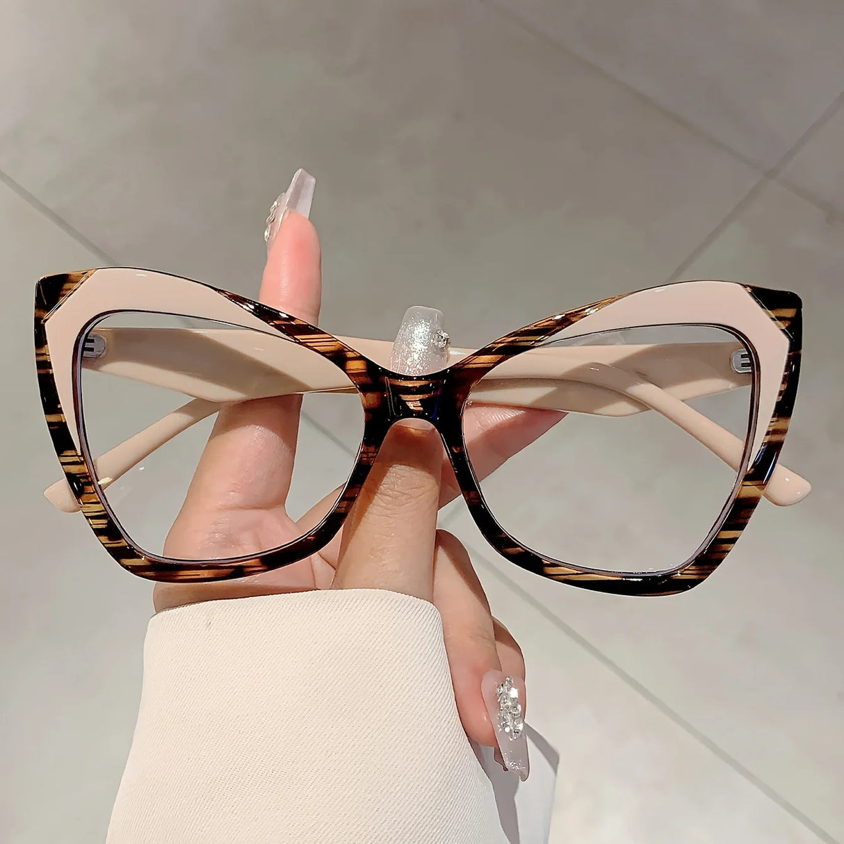 Beige Vintage Cat Eye Prescription Eyewear