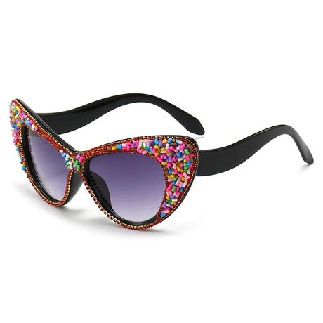 pink Vintage Cat Eye Rhinestone Sunglasses