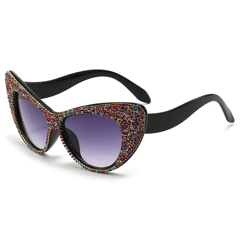 multi color Vintage Cat Eye Rhinestone Sunglasses