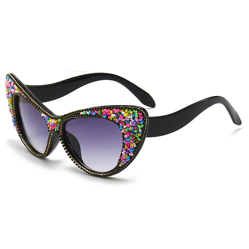 multi color Vintage Cat Eye Rhinestone Sunglasses