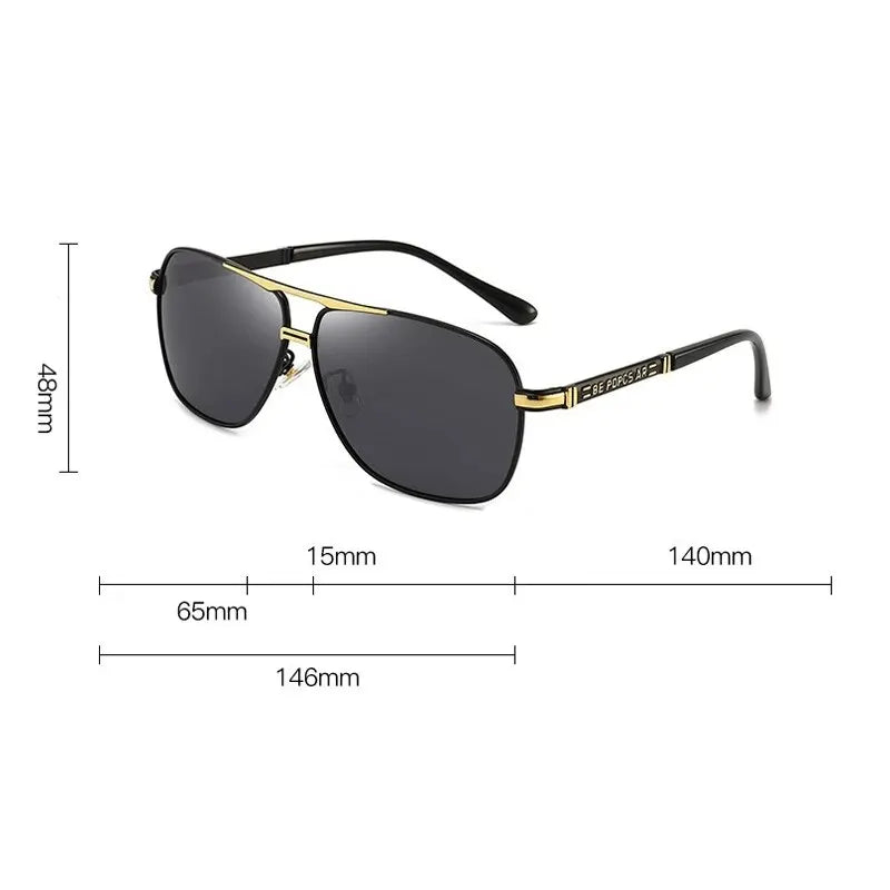 Size of Vintage Double Bridge Polarized Photochromic Sunglasses