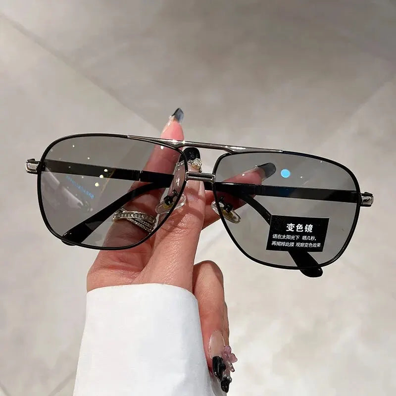 Vintage Double Bridge Polarized Photochromic Sunglasses