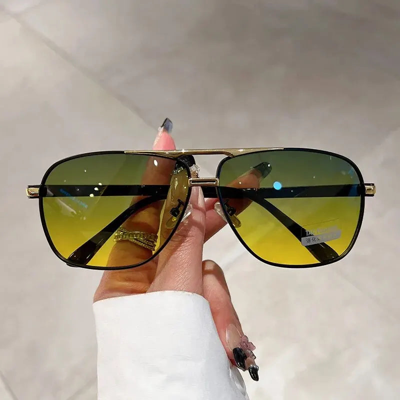 Vintage Double Bridge Polarized Photochromic Sunglasses