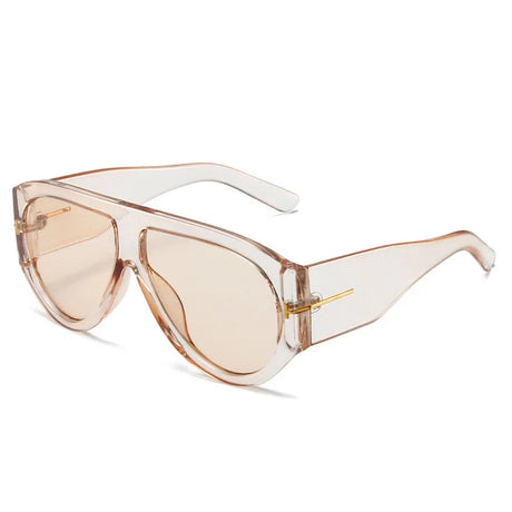 Vintage Female Retro Flat Top One Piece Sunglasses transparent frame
