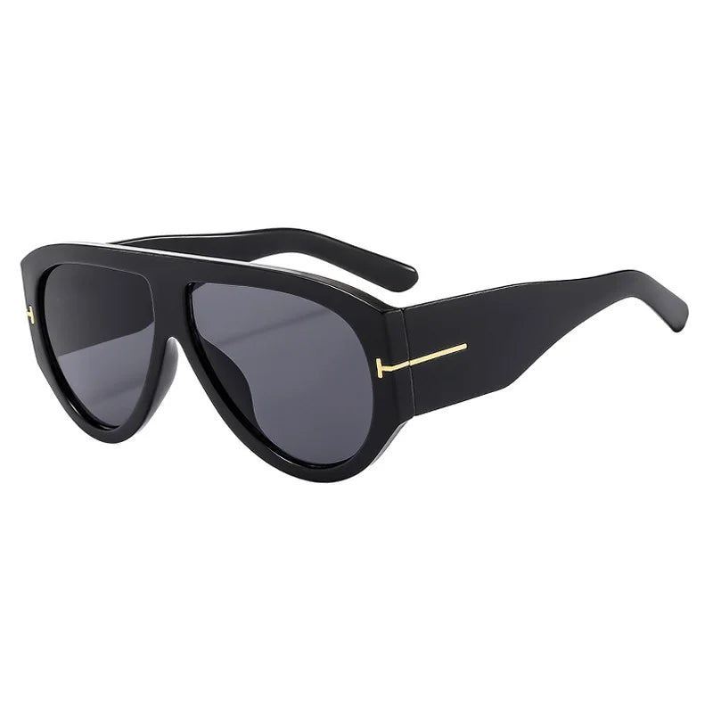 Vintage Female Retro Flat Top One Piece Sunglasses black