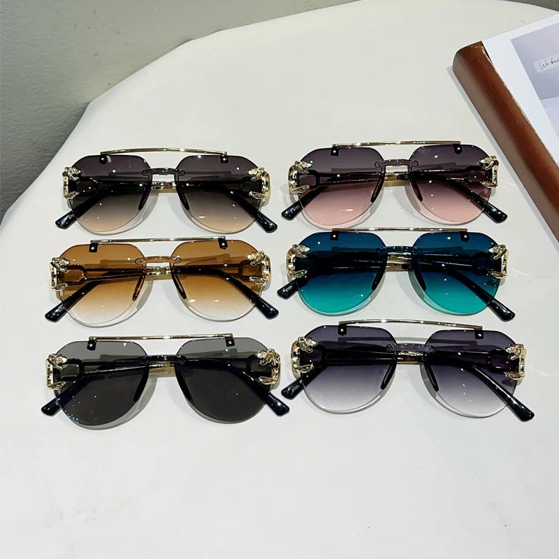 Collection of Vintage Gradient Casual Rimless Pilot Sunglasses