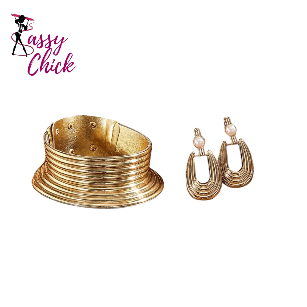 Vintage Leather African Jewelry Set Sassy Chick Logo