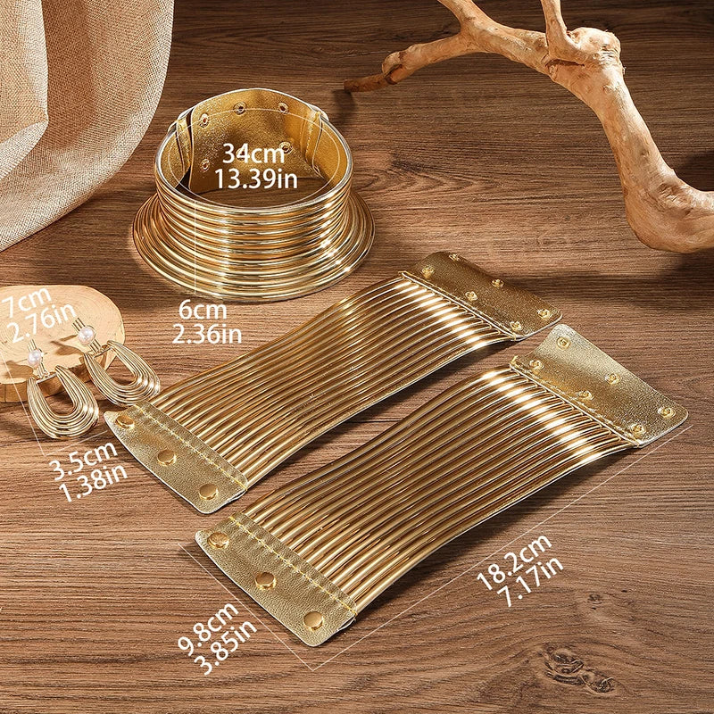 Vintage Leather African Jewelry Set gold size