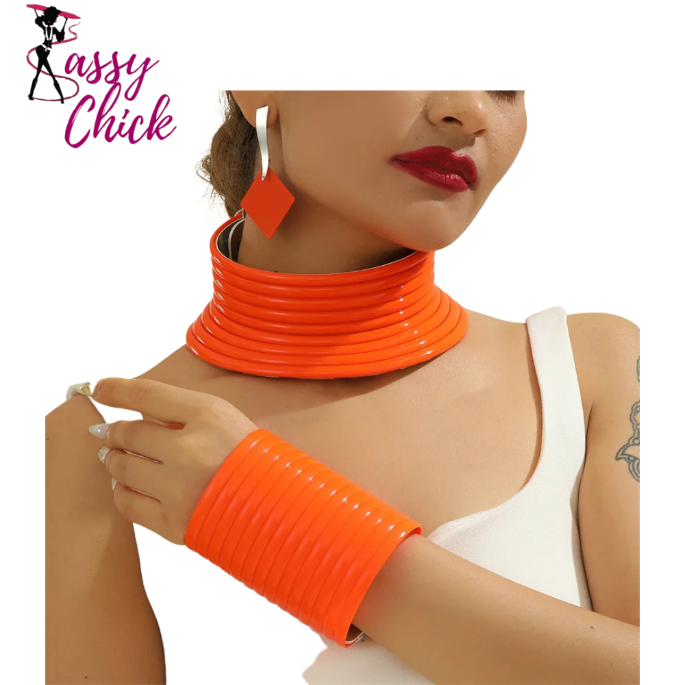 Vintage Leather Jewelry Set Sassy Chick Logo