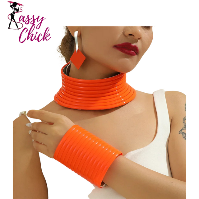 Vintage Leather Jewelry Set Sassy Chick Logo