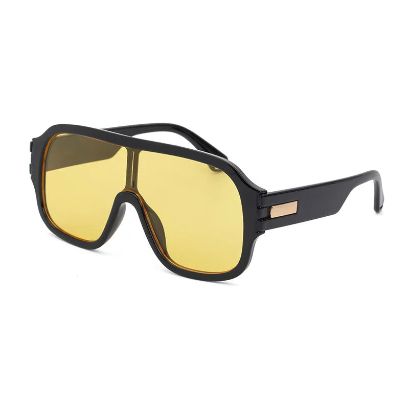 black frame, gold lens sunglasses