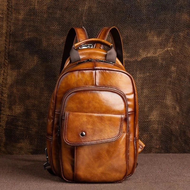 Brown Vintage Men's Retro Mini Backpack