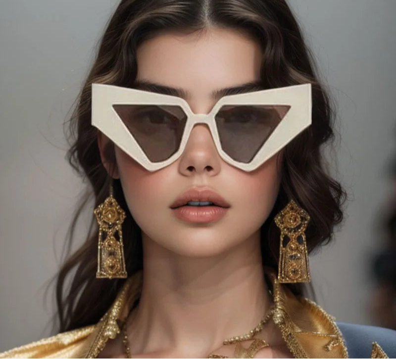 model using Vintage Oversized Cat Eye Women Sunglasses