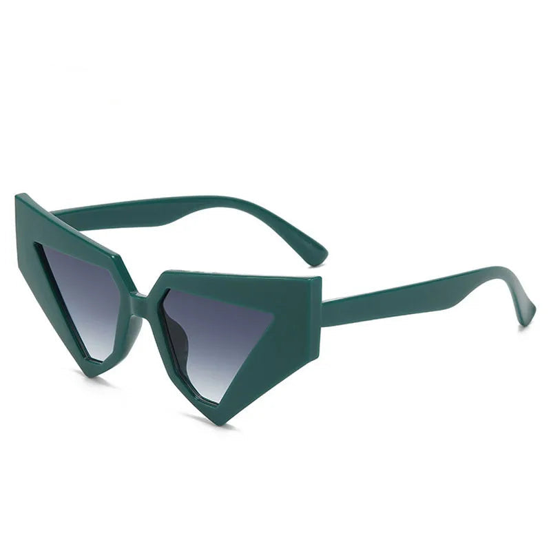green Vintage Oversized Cat Eye Women Sunglasses