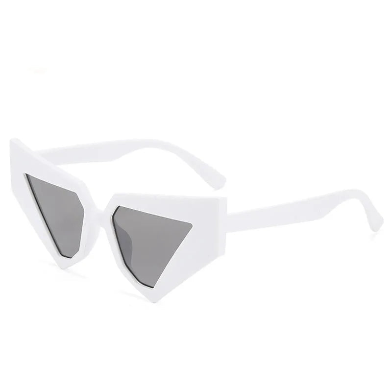 white Vintage Oversized Cat Eye Women Sunglasses