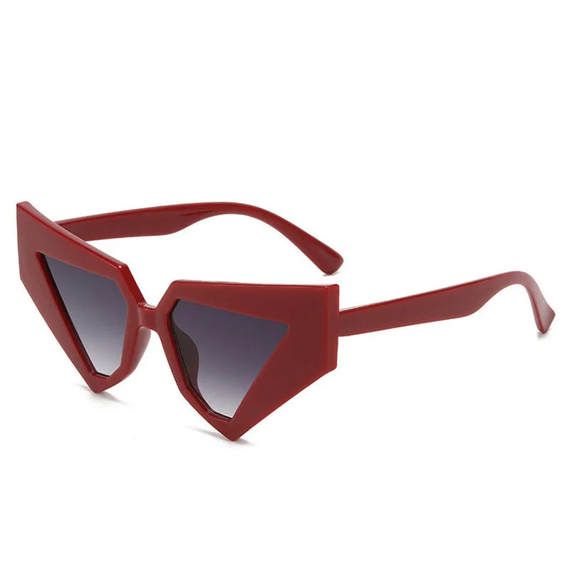 wine red Vintage Oversized Cat Eye Women Sunglasses