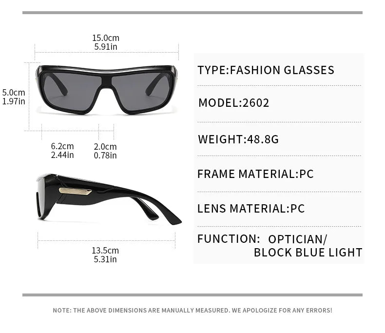 Size of Vintage Oversized Square Hip Hop Sexy Sunglasses