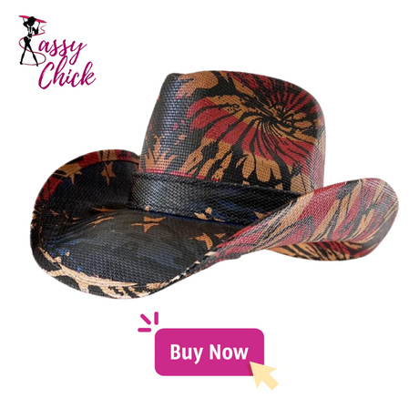 Vintage Panama Cowboy Hat Sassy Chick Logo