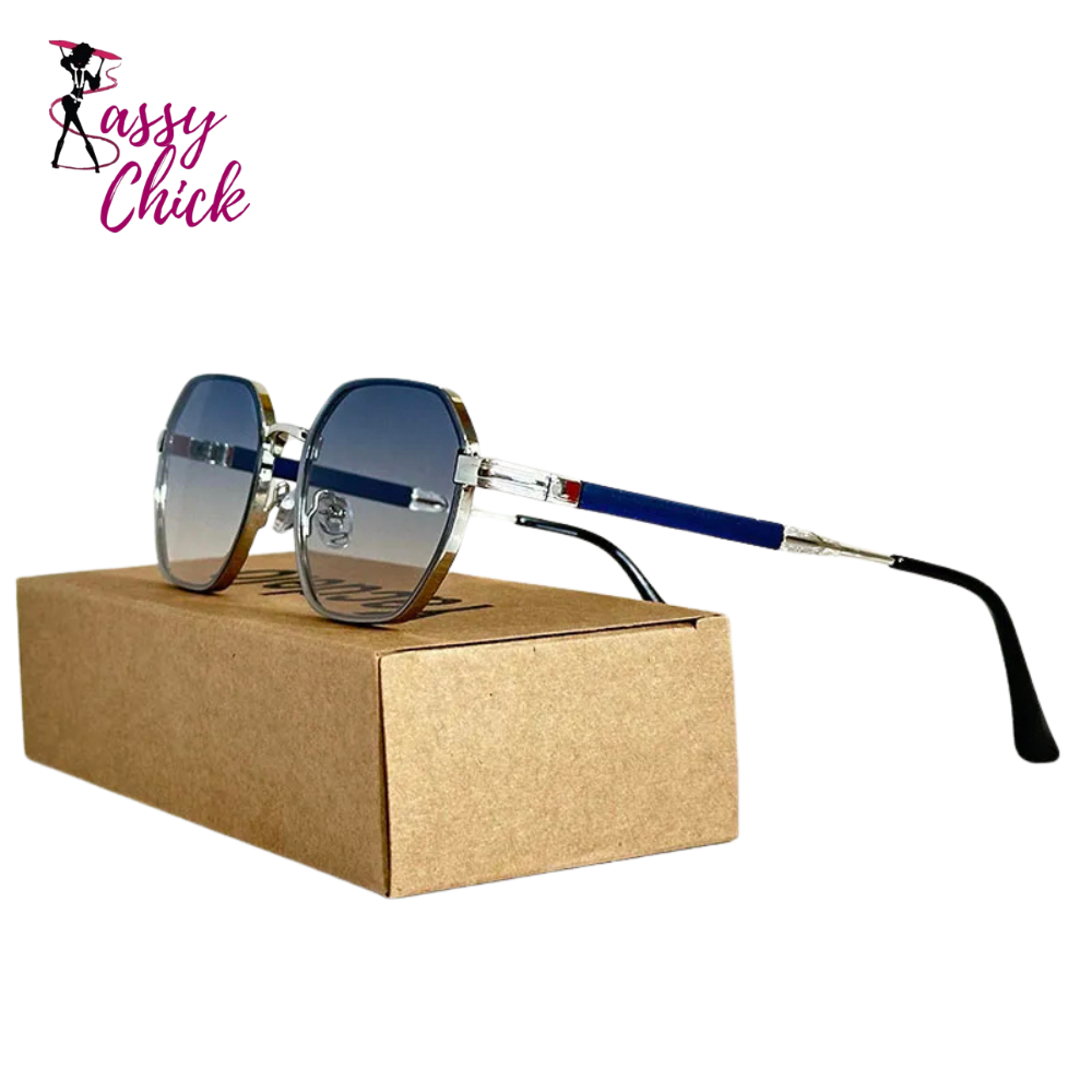 Vintage Square Designer Men Sunglasses Sassy Chick Logo