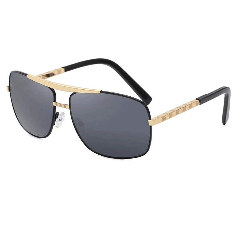 Vintage Square Driving Sunglasses gold black lens