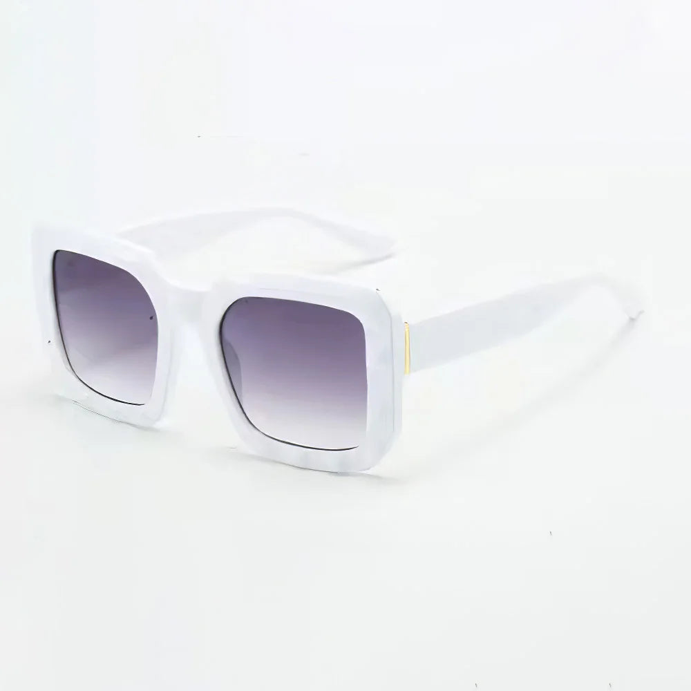 White Vintage Square Gradient Glasses