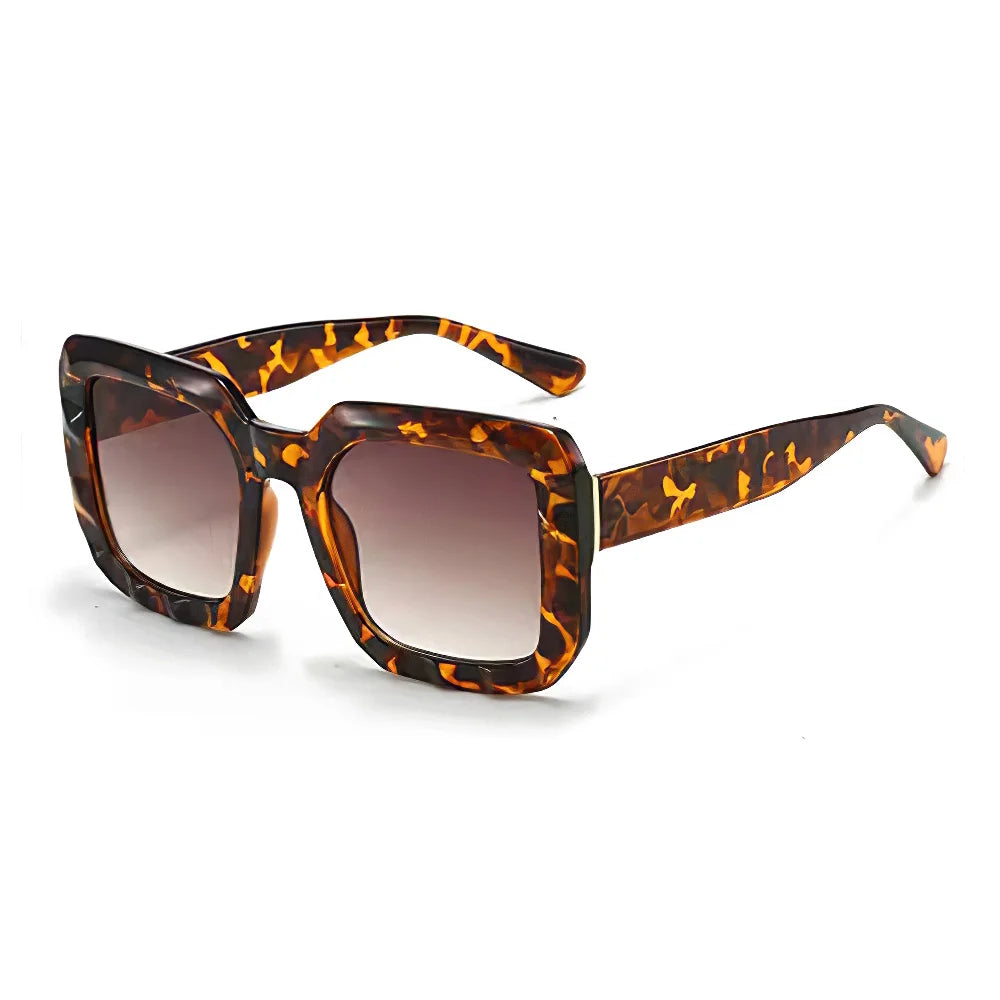 leopard Vintage Square Gradient Glasses