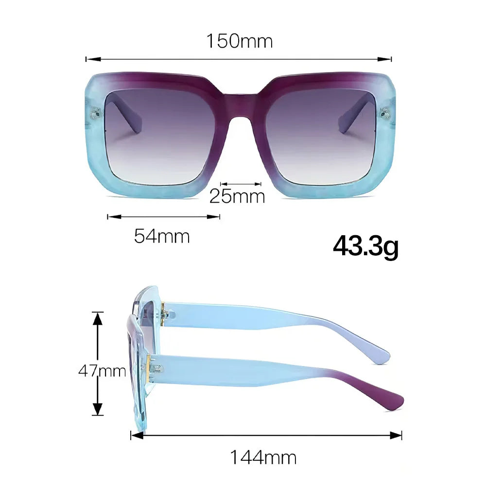 Size of Vintage Square Gradient Glasses