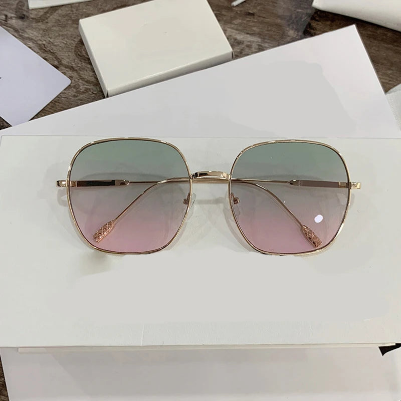 Vintage Steampunk Metal Frame Retro Square Mirror Sunglasses