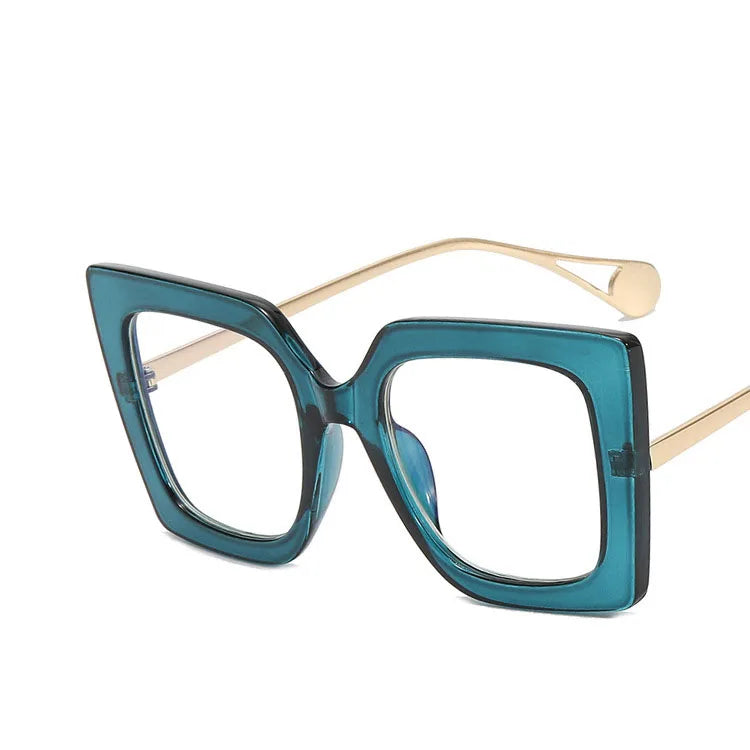 Blue Vintage Transparent Square Glasses Frame Anti Blue Eyeglass