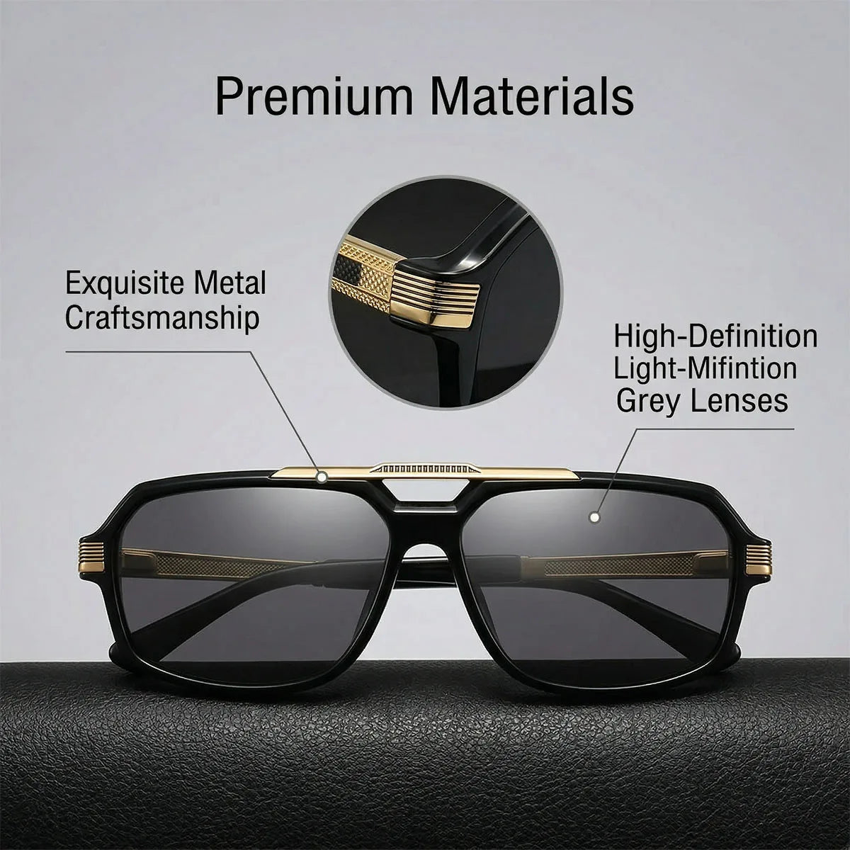 Details of Vintage UV400 Protection Square Men Sunglasses
