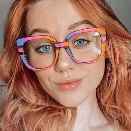 Model using Vision Square Anti Blue Light Eyewear