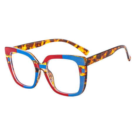 leopard blue red Vision Square Anti Blue Light Eyewear