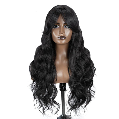 Water Wave Synthetic Lace Front Wig  28 Inch black