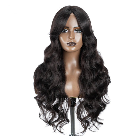 Water Wave Synthetic Lace Front Wig  28 Inch black