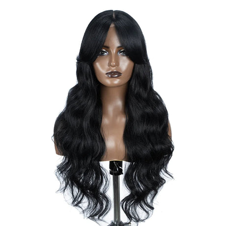 Water Wave Synthetic Lace Front Wig  28 Inch black