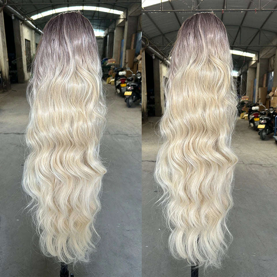 Ash White Wavy 28Inches Clip in Synthetic Hair Extension