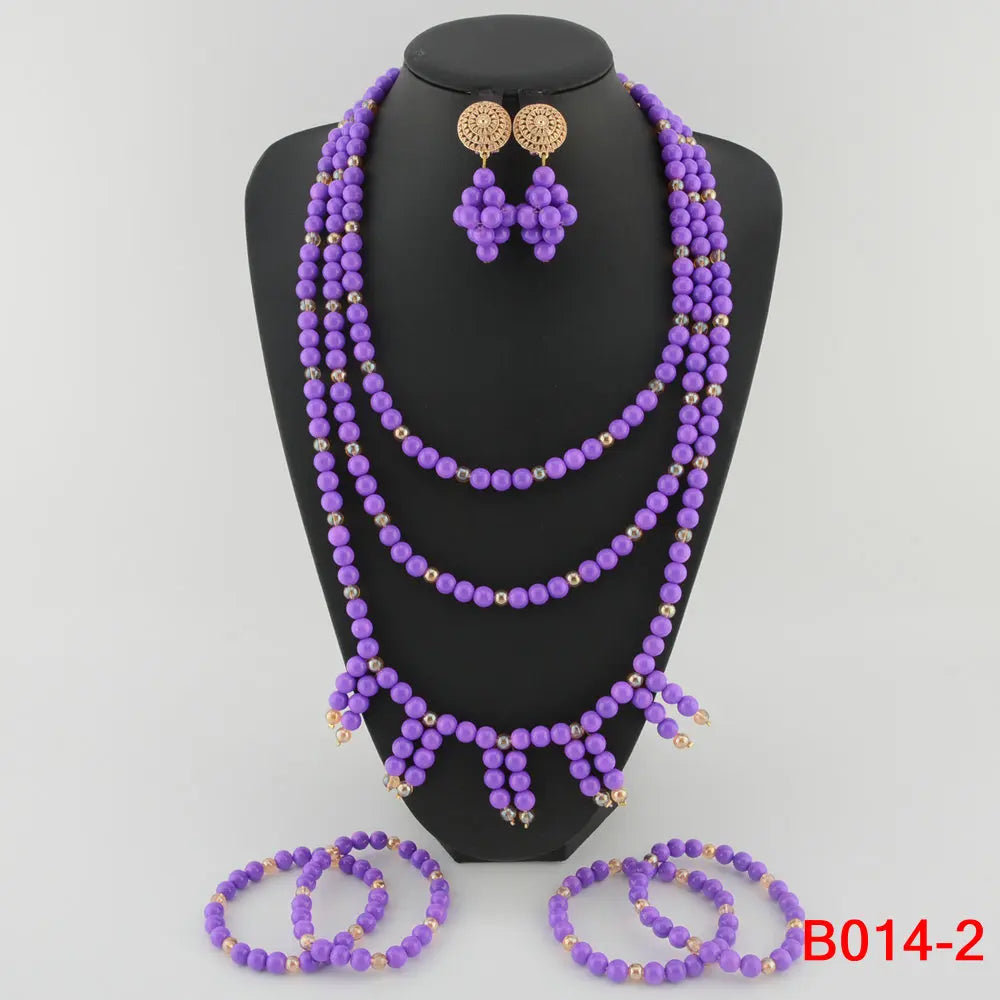 Purple Wedding Beads Bridal Jewelry Set