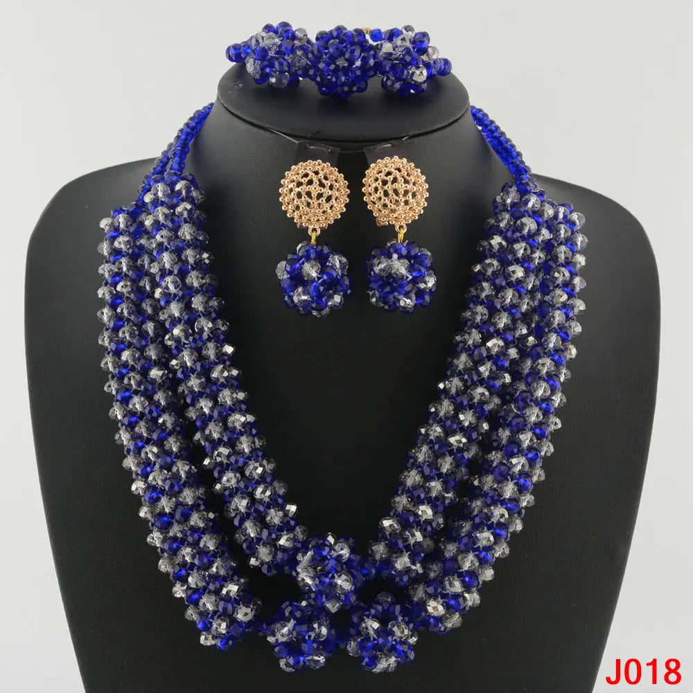 Blue Wedding Beads Bridal Jewelry Set