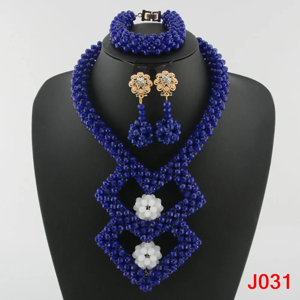 Blue Wedding Beads Bridal Jewelry Set