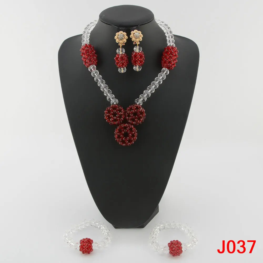 Red Wedding Beads Bridal Jewelry Set