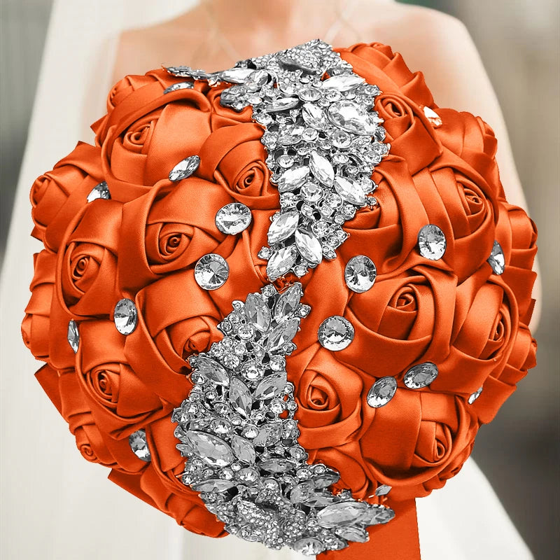 Orange Wedding Decoration Bridal Holding Flowers Bouquet