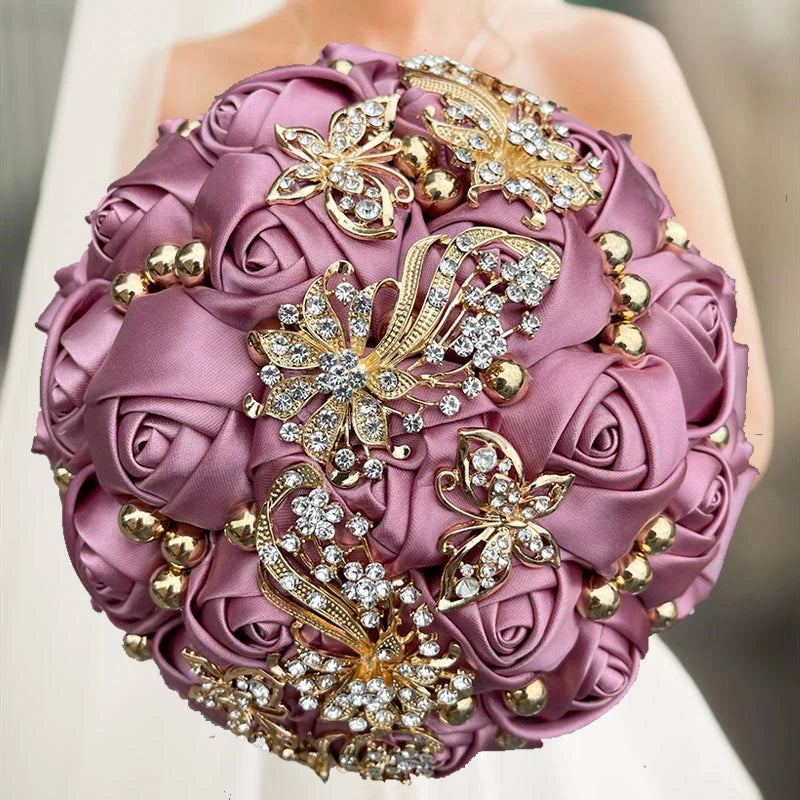 Pink Wedding Decoration Bridal Holding Flowers Bouquet