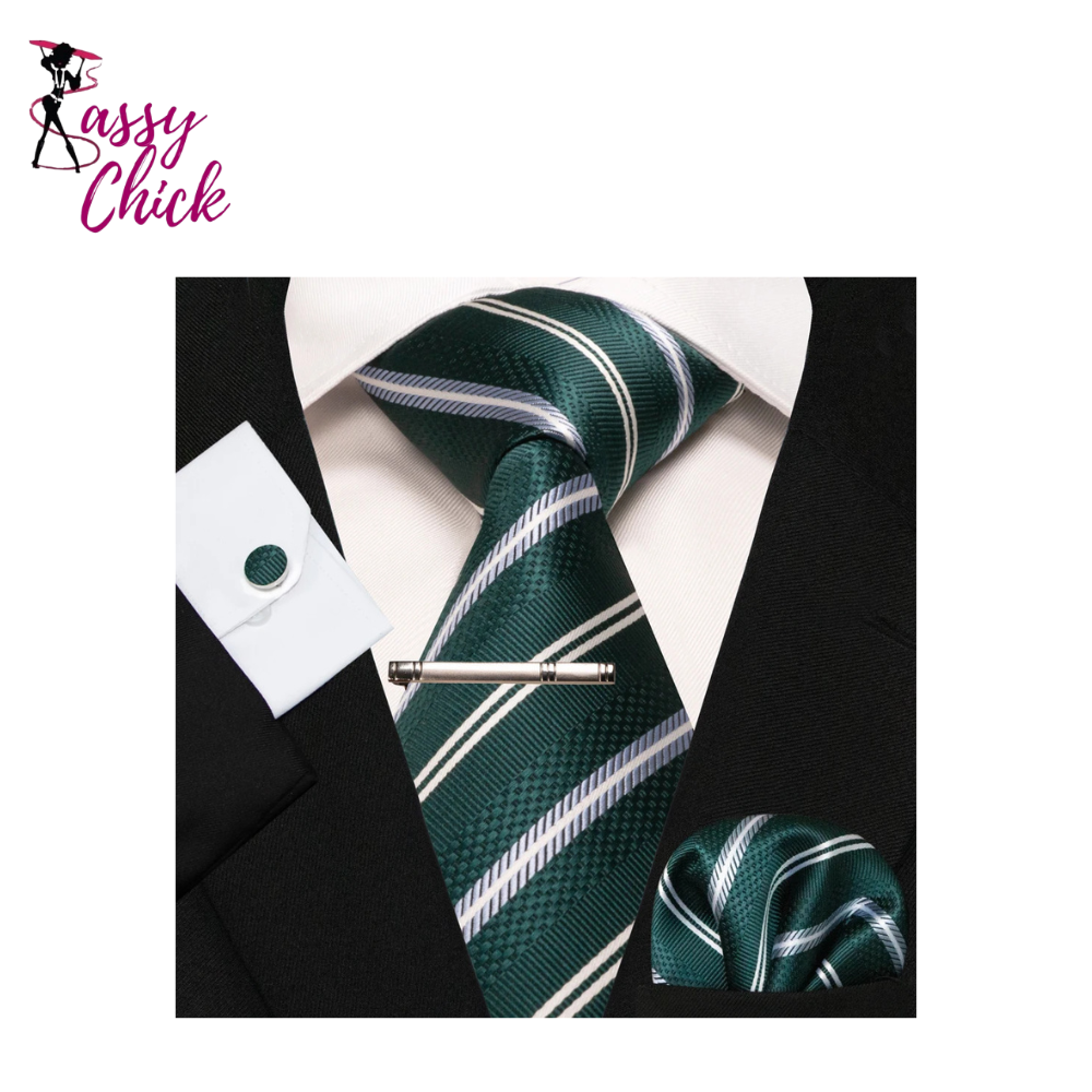 Wedding Paisley Silk Hanky Cufflink Set Necktie Sassy Chick Logo