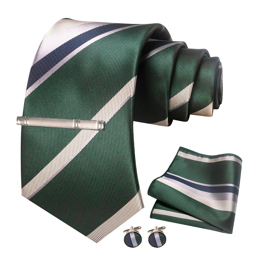 White Green Necktie Set