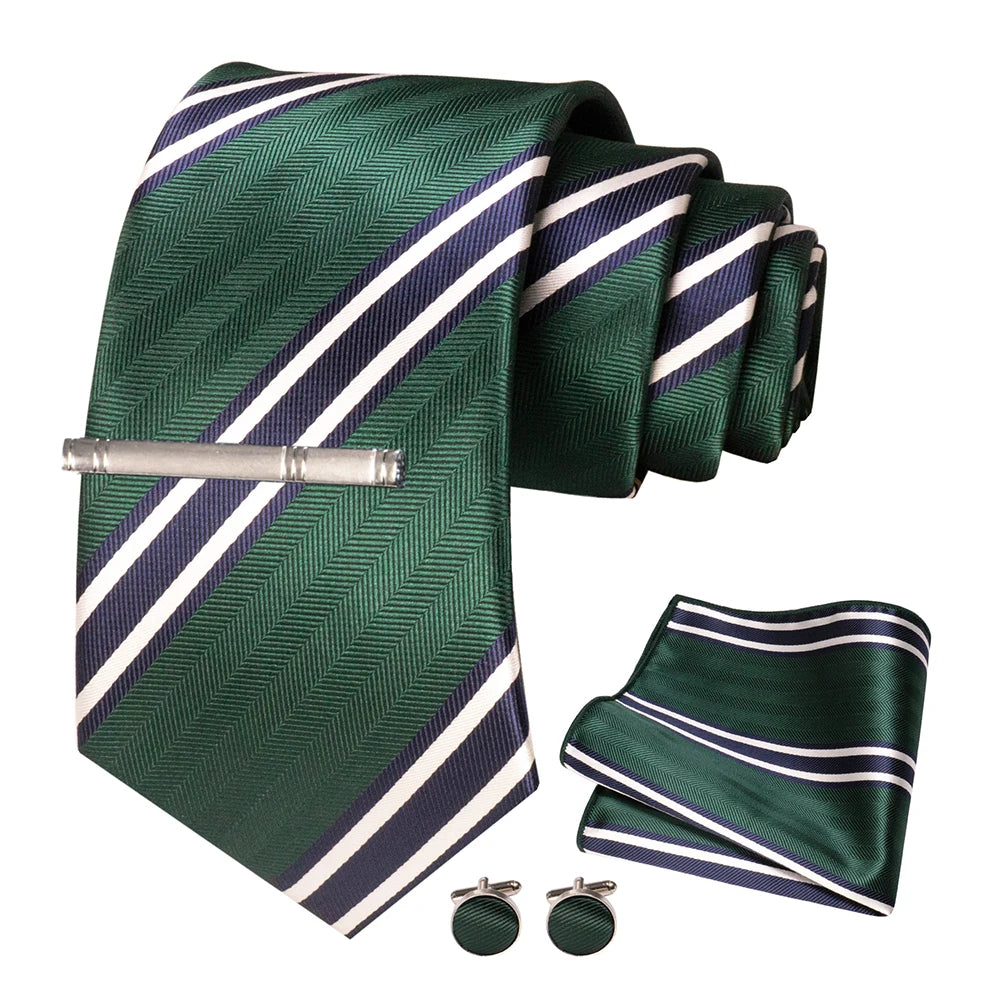 Green White Necktie Set