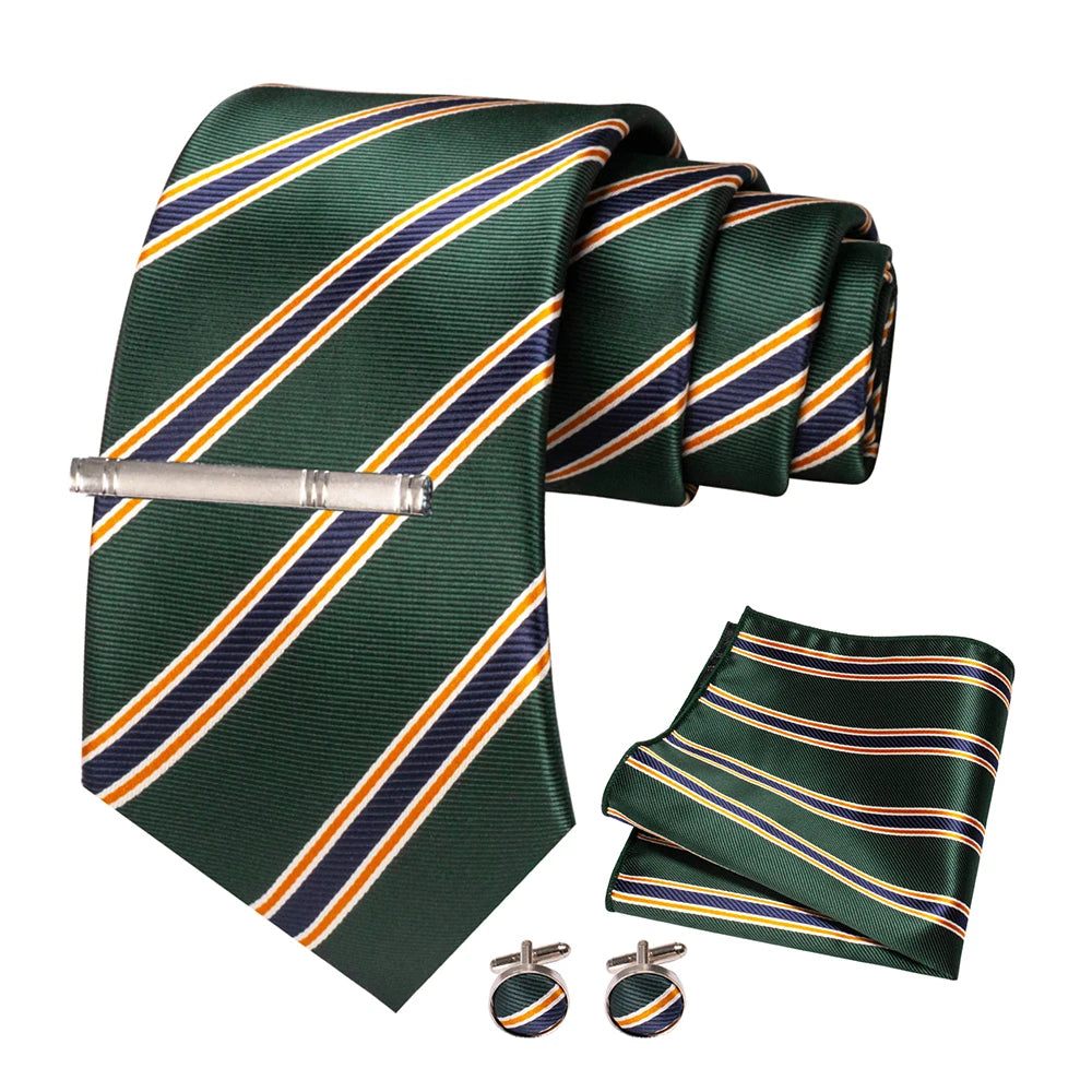 Green White Orange Necktie Set