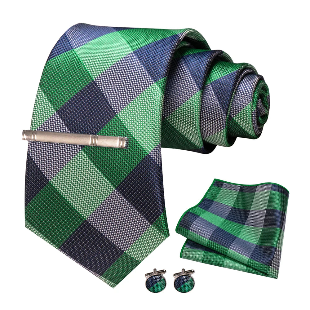 Stripe Green Blue Necktie Set
