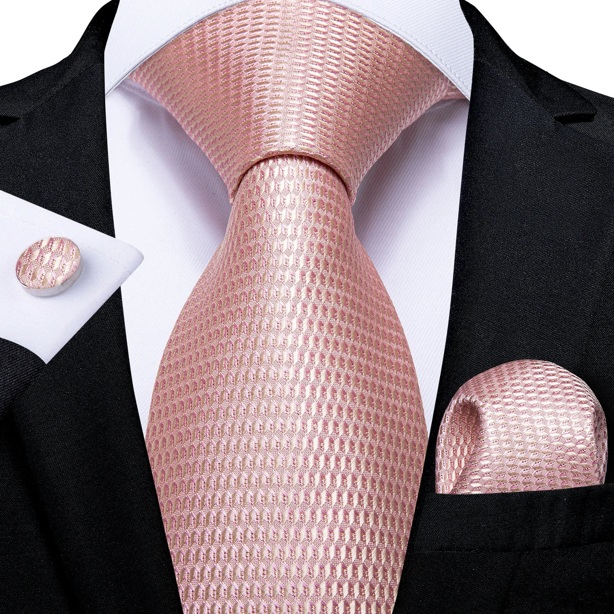 Pink Wedding Party Tie Pocket Square Men Necktie