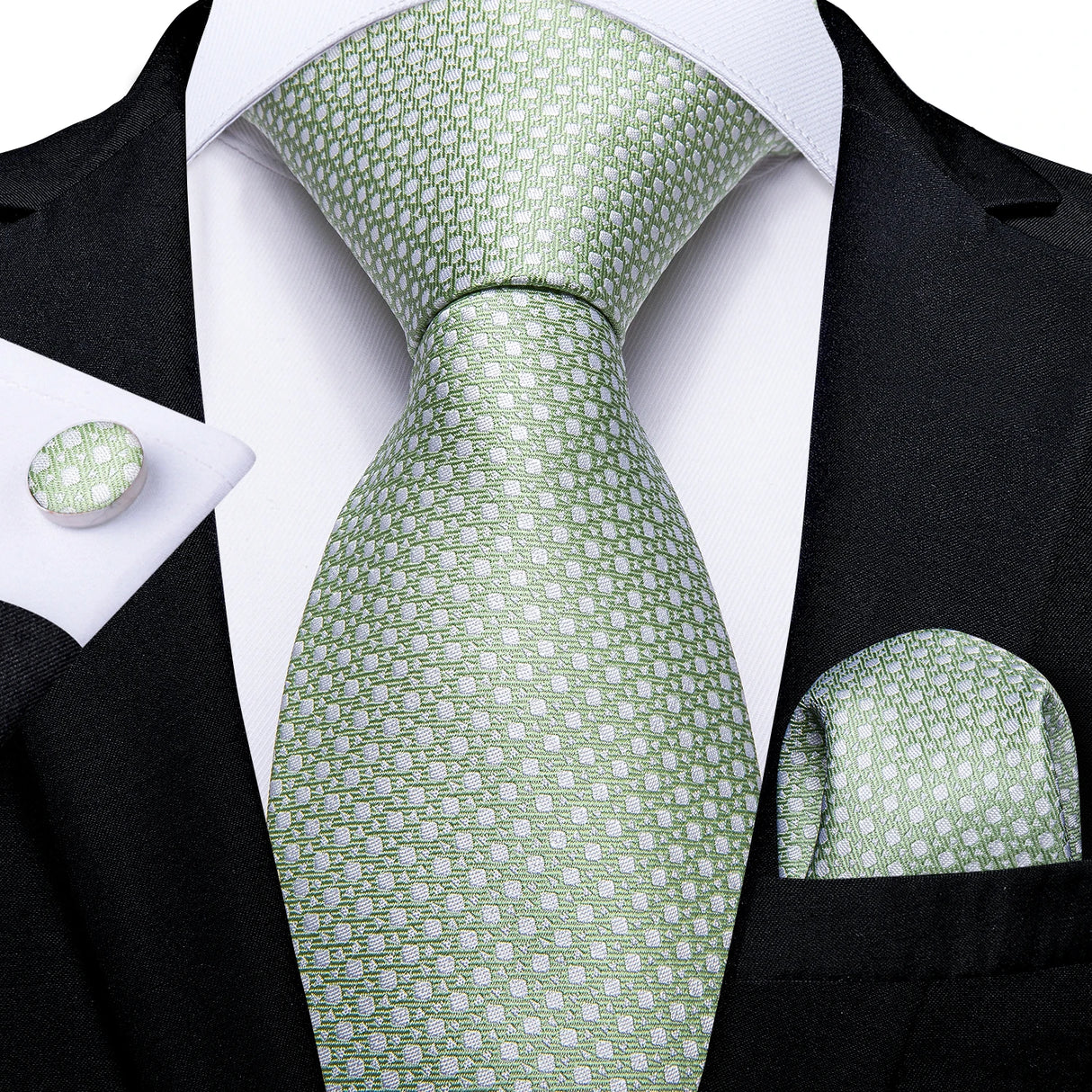 green Wedding Party Tie Pocket Square Men Necktie