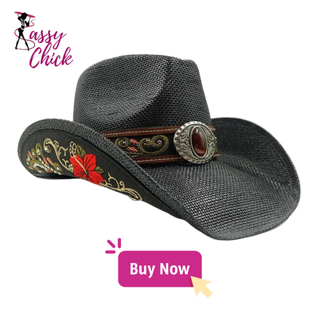 Western Style Straw Hats for Men Sassy Chick Logo